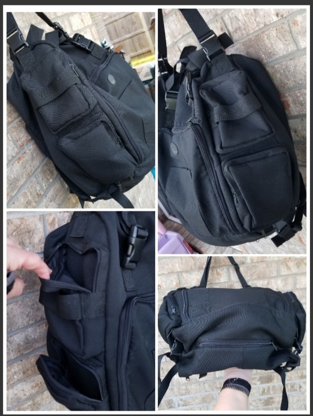 XL Assault Pack Tactical Military Convertible Backpack Black Hiking Utility BAG
